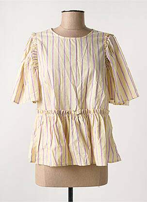 Blouse tissage popeline manches courtes beige PIECES femme
