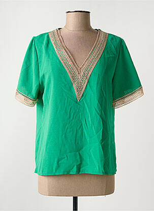 Blouse manches courtes manches courtes vert NEW COLLECTION femme
