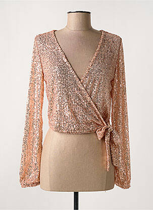 Gilet cache-cœur manches longues rose PIECES femme