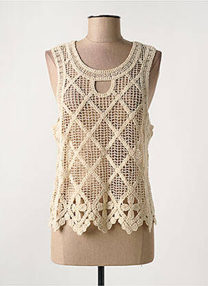 Top coupe cintrée sans manche beige MOLLY BRACKEN femme