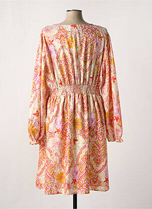 Robe mi-longue imprimé fleurs manches longues beige APRIL NAVY femme