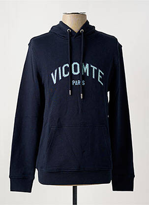 Sweat-shirt à capuche broderie manches longues bleu VICOMTE ARTHUR homme