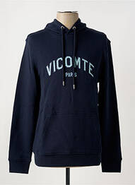 Sweat-shirt à capuche broderie manches longues bleu VICOMTE ARTHUR homme