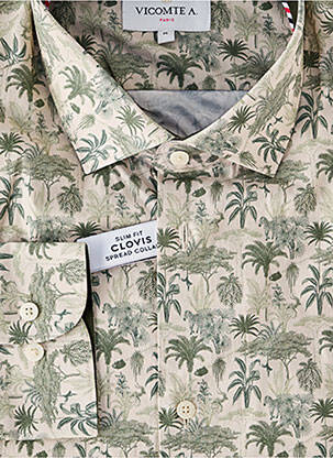 Chemise manches longues imprimé fantaisie beige VICOMTEA homme