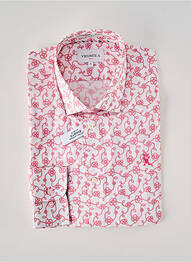 Chemise manches longues imprimé fantaisie rouge VICOMTEA homme