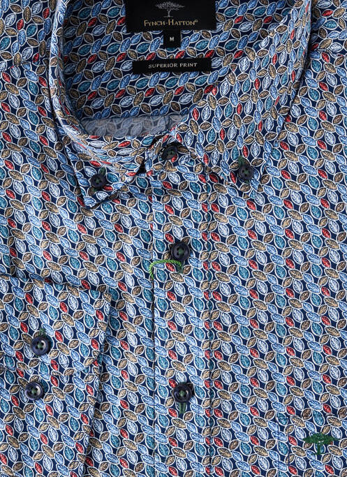 Chemise manches longues imprimé fantaisie bleu FYNCH-HATTON homme