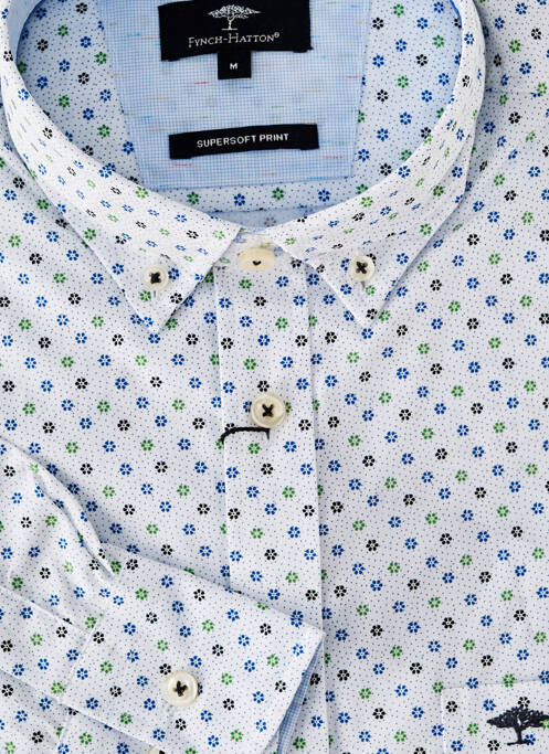 Chemise manches longues imprimé fantaisie blanc FYNCH-HATTON homme