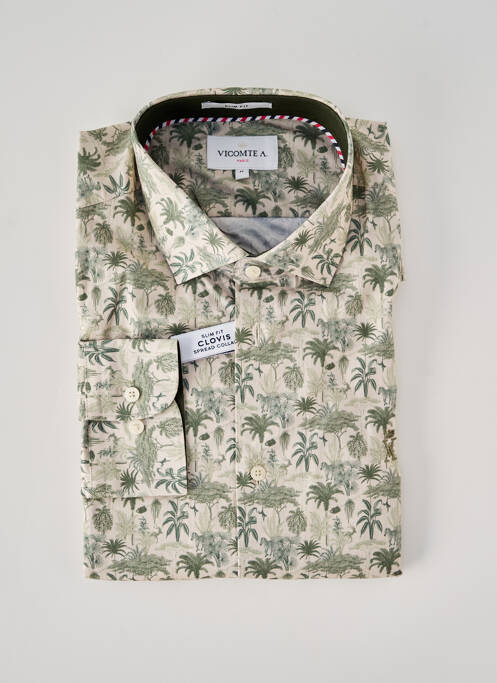 Chemise manches longues imprimé fantaisie beige VICOMTEA homme