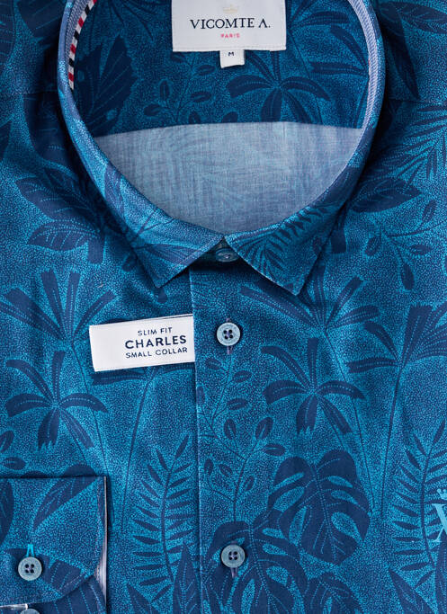 Chemise manches longues bleu VICOMTEA homme