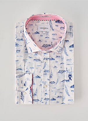 Chemise manches longues imprimé fantaisie blanc VICOMTEA homme