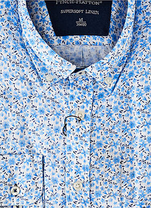 Chemise manches longues fermeture boutonnée sur le devant bleu FYNCH-HATTON homme