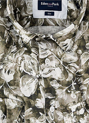 Chemise manches longues imprimé fantaisie vert EDEN PARK homme