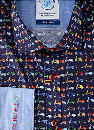 Chemise manches longues imprimé fantaisie bleu A FISH NAMED FRED homme