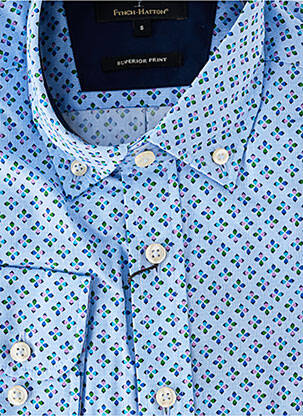 Chemise manches longues imprimé fantaisie bleu FYNCH-HATTON homme