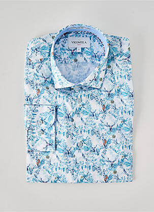 Chemise manches longues imprimé fantaisie bleu VICOMTEA homme