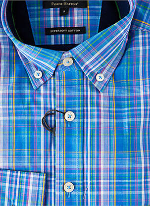 Chemise manches longues coupe droite bleu FYNCH-HATTON homme