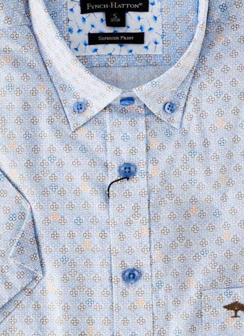 Chemise manches courtes imprimé fantaisie bleu FYNCH-HATTON homme