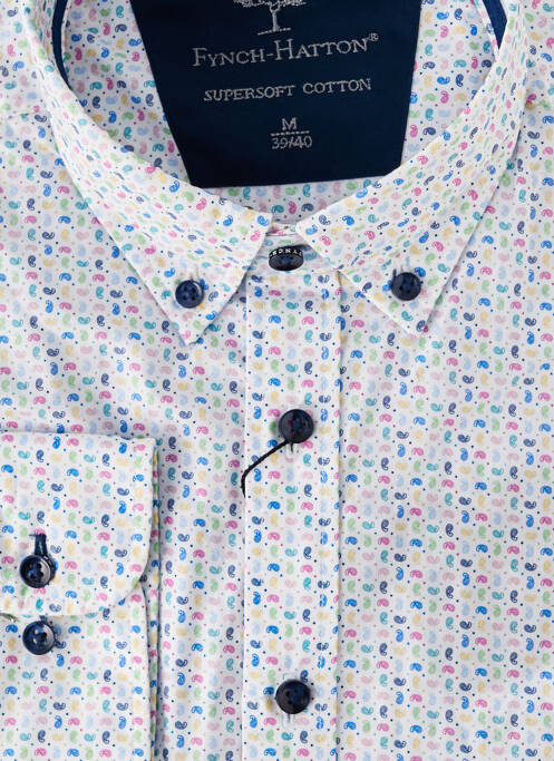 Chemise manches longues imprimé fantaisie blanc FYNCH-HATTON homme