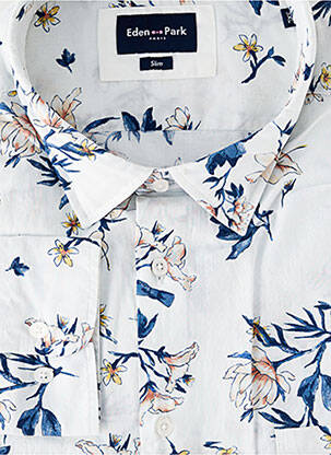 Chemise manches longues imprimé fantaisie blanc EDEN PARK homme