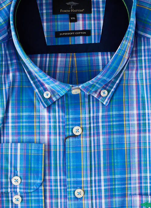 Chemise manches longues coupe droite bleu FYNCH-HATTON homme