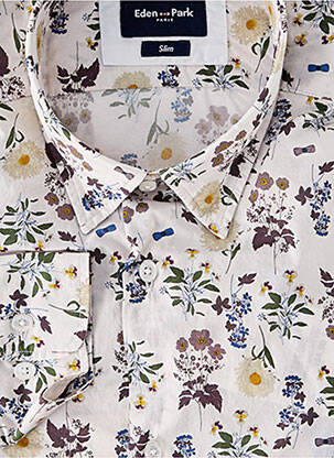 Chemise manches longues imprimé fantaisie blanc EDEN PARK homme