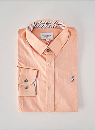 Chemise manches longues tissage popeline orange VICOMTEA homme