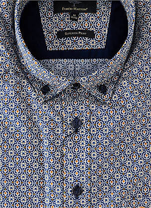 Chemise manches longues imprimé fantaisie bleu FYNCH-HATTON homme