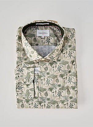Chemise manches longues imprimé fantaisie beige VICOMTEA homme