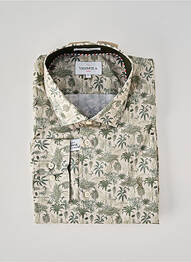 Chemise manches longues imprimé fantaisie beige VICOMTEA homme