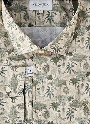 Chemise manches longues imprimé fantaisie beige VICOMTEA homme
