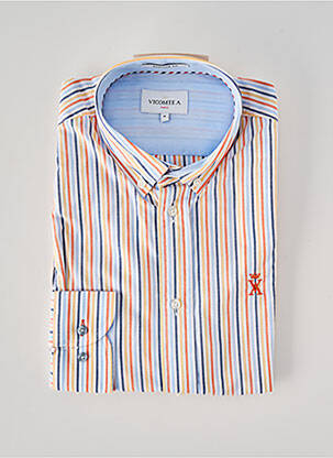 Chemise manches longues imprimé rayures blanc VICOMTEA homme
