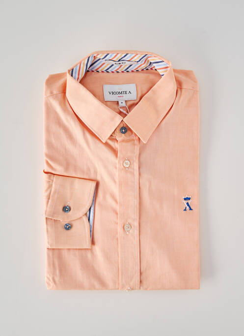 Chemise manches longues tissage popeline orange VICOMTEA homme
