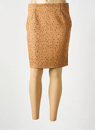 Jupe mi-longue stretch marron DROLE DE COPINE femme