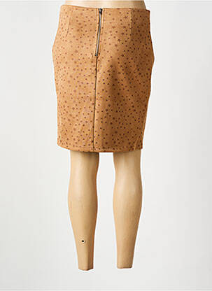 Jupe mi-longue stretch marron DROLE DE COPINE femme