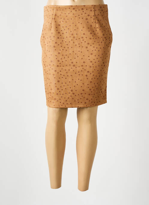 Jupe mi-longue marron DROLE DE COPINE pour femme