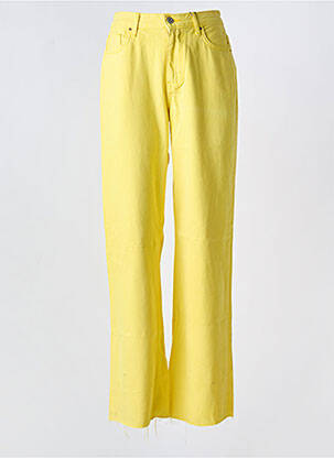 Jeans coupe large stretch taille haute jaune PIECES femme