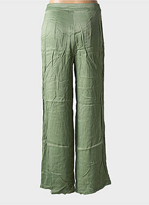 Pantalon large fermeture zippée sous rabat boutonné taille haute vert GOA femme