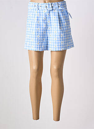 Short fermeture zippée sous rabat avec crochet taille haute bleu DROLE DE COPINE femme