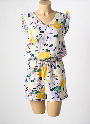 Combishort fermeture boutonnée au dos sans manche jaune CERISE BLUE femme