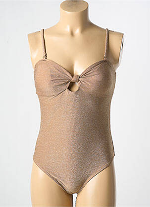 Maillot de bain 1 pièce bretelles élastiquées or MOLLY BRACKEN femme