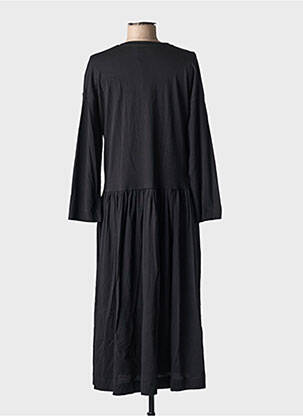 Robe mi-longue manches longues manches longues noir MASAI femme