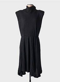 Robe pull stretch manches courtes noir SEMIOLOGY femme
