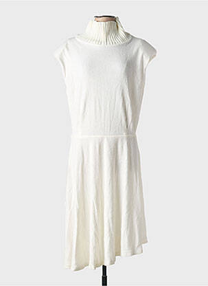 Robe pull stretch manches courtes blanc SEMIOLOGY femme