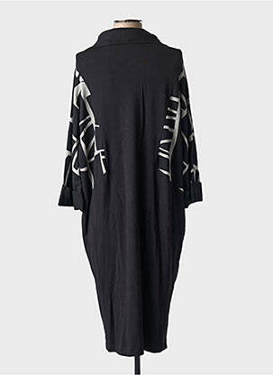Robe mi-longue imprimé fantaisie manches longues noir OZAI N KU femme