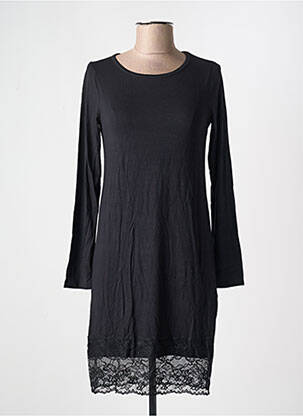 Robe mi-longue manches longues manches longues noir G!OZE femme