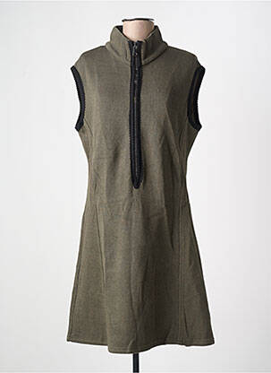 Robe mi-longue manches courtes manches courtes vert SEMIOLOGY femme
