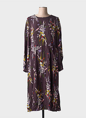 Robe mi-longue imprimé fleurs manches longues violet WHITE STUFF femme