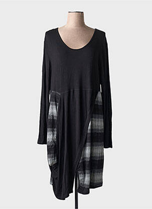Robe mi-longue imprimé fantaisie manches longues noir G!OZE femme