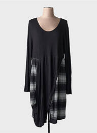 Robe mi-longue imprimé fantaisie manches longues noir G!OZE femme