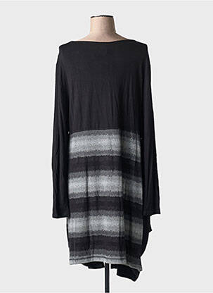 Robe mi-longue imprimé fantaisie manches longues noir G!OZE femme